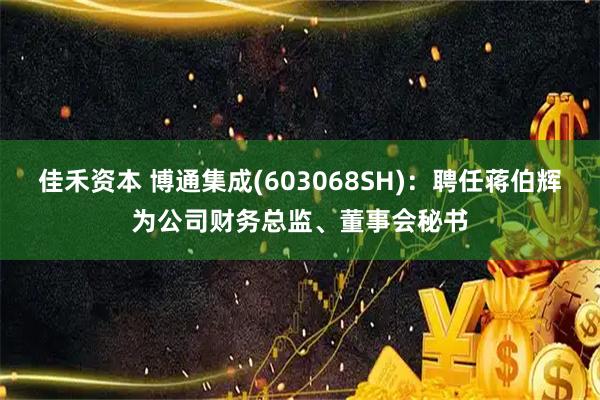 佳禾资本 博通集成(603068SH)：聘任蒋伯辉为公司财务总监、董事会秘书